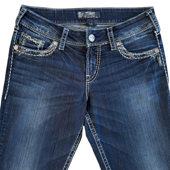 Silver Jeans Women's Size 29 29/31 Blue Dark Wash Suki Denim bootcut 1163 - Picture 2 of 14
